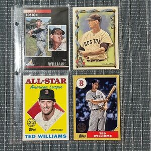 ⚾️ Ted Williams MLB Baseball Sports Trading Card, Lot of 4 Cards